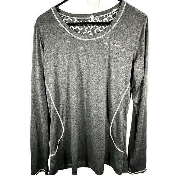Brooks Women's Long Sleeve Activewear Top Sz XL Gray Compression Lightweight EUC - Picture 1 of 6